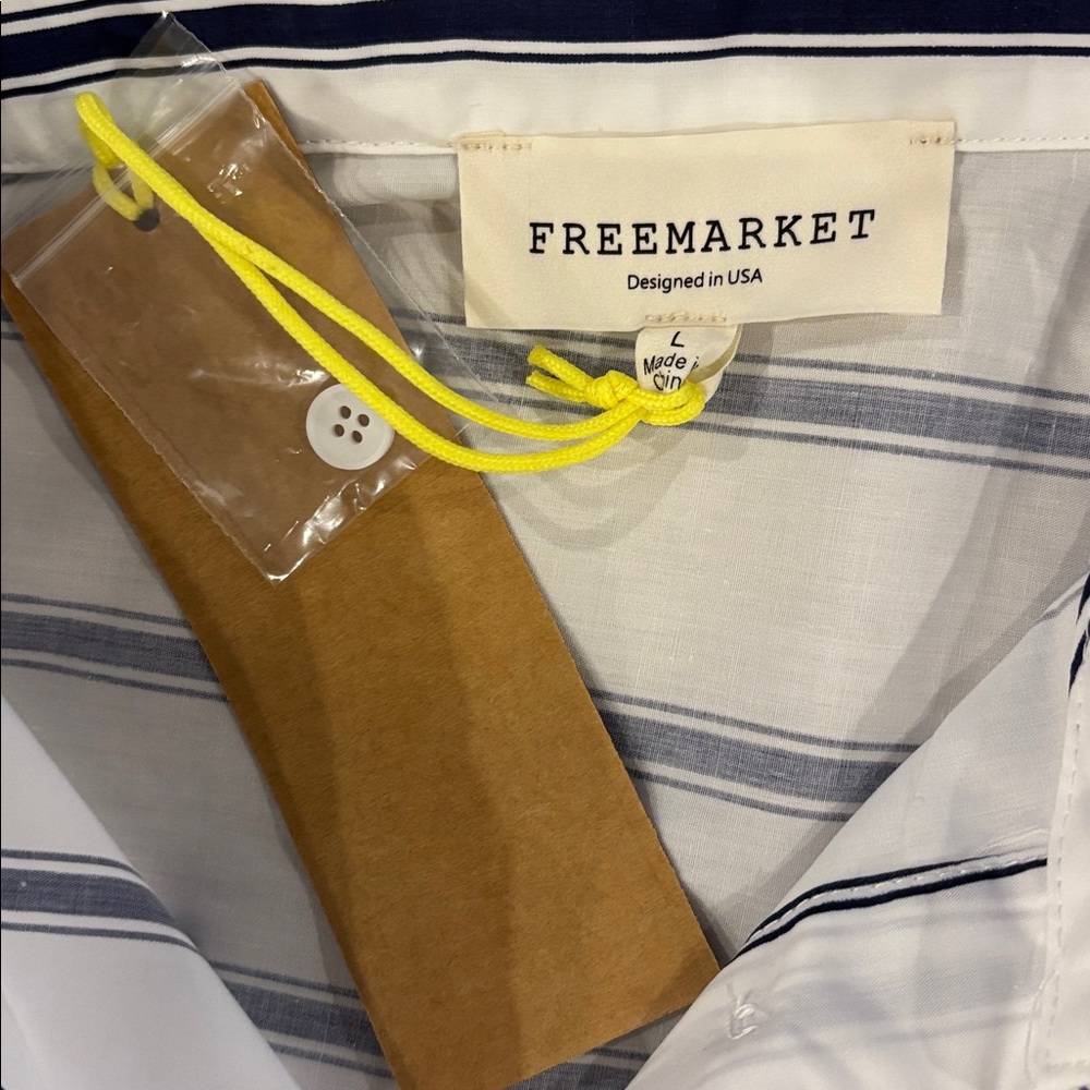 Navy & White Oversized Boutique Button-Front Top Large NWT NEW Preppy Classic - Picture 8 of 11